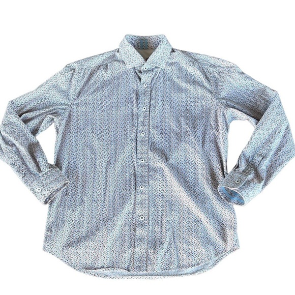 Robert Graham Modern American Micro Paisley Button Down Shirt Large Tailored Fit - Picture 3 of 14